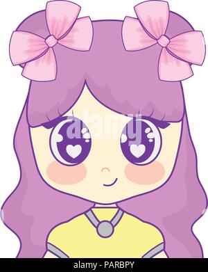 Anime Mädchen Zeichen auf weißem Hintergrund, Vector Illustration Stock Vektor