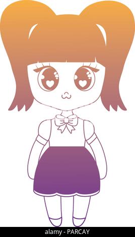 Anime Mädchen Zeichen auf weißem Hintergrund, Vector Illustration Stock Vektor