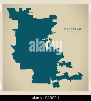 Moderne Stadtplan - Stockton Kalifornien Stadt der USA Stock Vektor