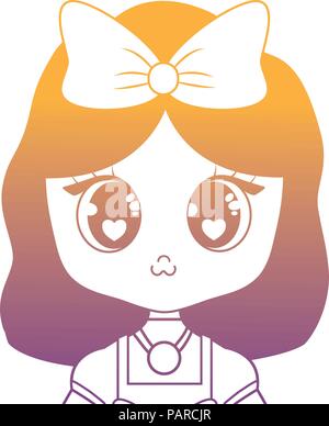 Anime Mädchen Zeichen auf weißem Hintergrund, Vector Illustration Stock Vektor