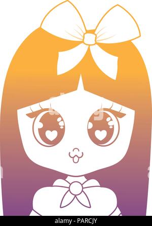 Anime Mädchen Zeichen auf weißem Hintergrund, Vector Illustration Stock Vektor