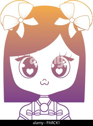 Anime Mädchen Zeichen auf weißem Hintergrund, Vector Illustration Stock Vektor