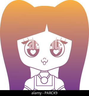 Anime Mädchen Zeichen auf weißem Hintergrund, Vector Illustration Stock Vektor