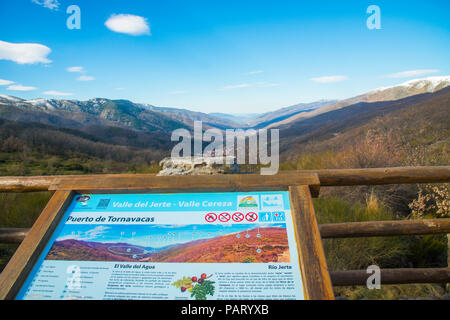 Aussichtspunkt. Tornavacas Mountain Pass, der Provinz Caceres, Extremadura, Spanien. Stockfoto