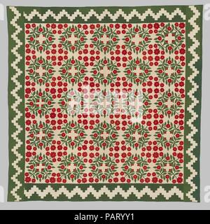 Rose Wreath Quilt. Artist: Unbekannter Künstler, Amerikanische (Baltimore, Maryland). Kultur: American. Abmessungen: 8 ft. 7 in. × 8 ft. 7 in. (261.6 x 261.6 cm). Datum: Ca. 1850. Museum: Metropolitan Museum of Art, New York, USA. Stockfoto