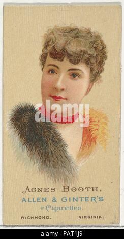 Agnes Stand, von der Welt Schönheiten, Serie 2 (N27) auf Allen&Ginter Zigaretten. Maße: Blatt: 2 3/4 x 1 1/2 in. (7 x 3,8 cm). Lithograph: Lindner, Eddy & Claus (American, New York). Herausgeber: Allen&Ginter (Amerikanische, Richmond, Virginia). Datum: 1888. Handel Karten von 'World's Schönheiten", Serie 2 (N27), im Jahr 1888 in einem Satz von 50 Karten Allen&Ginter Marke Zigaretten fördern soll. Museum: Metropolitan Museum of Art, New York, USA. Stockfoto