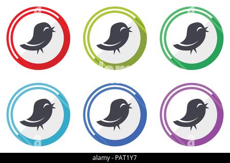 Twitter vektor Icon Set. Bunte flache Design Web Icons auf weißem Hintergrund in der Eps 10. Stock Vektor