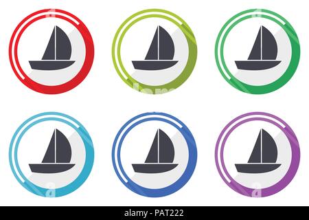 Yachtcharter vektor Icon Set. Bunte flache Design Web Icons auf weißem Hintergrund in der Eps 10. Stock Vektor