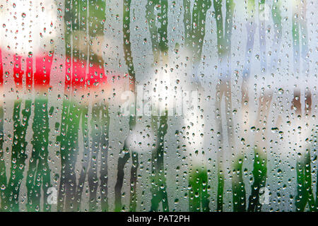 Wassertropfen auf einem Fenster; Stockfoto