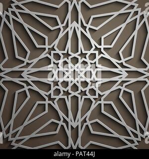 Islamische ornament Vektor, persische motiff. 3d Ramadan islamische runden Muster Elemente. Geometrische kreisförmige Zierpflanzen arabisch Symbol Vektor. Stock Vektor