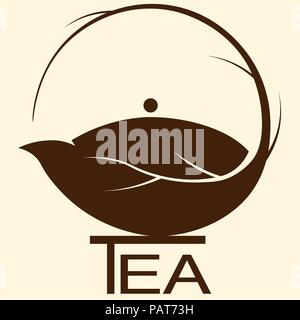 Teekanne von Tea Leaf Tee minimalistischen Logo Stock Vektor