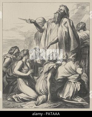 Noahs Opfer (Dalziels "Bibel Galerie). Artist: Nach George Frederic Watts (British, London 1817-1904 London). Abmessungen: Bild: 8 3/8 x 6 7/8 in. (21,3 × 17,5 cm) Indien: 10 9/16 x 8 3/4 in. (26,9 × 22,3 cm) Berg: 16 7/16 in. × 12 15/16 in. (41,7 × 32,9 cm). Engraver: Dalziel Brüder (British, 1839-1893) aktiv. Drucker: Camden Drücken Sie (Briten, London). Verlag: Scribner und Welford (New York, NY). Datum: 1881. Museum: Metropolitan Museum of Art, New York, USA. Stockfoto