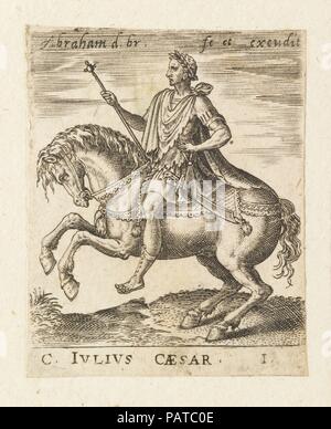 C. Julius Caesar aus zwölf Caesars auf dem Pferd. Artist: Abraham de Bruyn (Flandern, Antwerpen 1540-1587 Köln (?)). Maße: Blatt: 2 5/16 x 1 13/16-in. (5,8 × 4,6 cm). Datum: Ca. 1565-1587. Museum: Metropolitan Museum of Art, New York, USA. Stockfoto