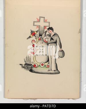 Tattoo Design' in Erinnerung an meine Mutter". Artist: Clark & Verkäufer (Amerikanisch, Aktiv 20. Jahrhundert). Maße: Blatt: 8 1/4 x 6 1/16 in. (20,9 × 15,4 cm). Datum: Ca. 1900-1945. Museum: Metropolitan Museum of Art, New York, USA. Stockfoto