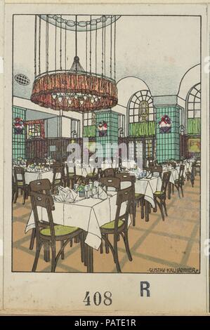 National Railway Station Restaurant, Wien X, Josef Pohl (Restaurant Staatsbahnhof, Wien X, Josef Pohl). Artist: Gustav Kalhammer (Österreichische, Wien 1886-1919/20 (?) Wien). Herausgeber: Wiener Werkstätte. Datum: 1911. Museum: Metropolitan Museum of Art, New York, USA. Stockfoto