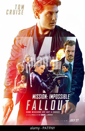 Mission: Impossible - Fallout (2018) von Christopher McQuarrie Regie und Hauptdarsteller Tom Cruise, Henry Cavill, Ving Rhames, Simon Pegg und Rebecca Ferguson. Die IWF-Team kehrt mit dem Fallout von gescheiterten Mission zu beschäftigen. Stockfoto