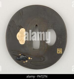 Schwert Guard (Tsuba). Kultur: Japanisch. Abmessungen: H.2 3/4 in. (7 cm); W. 2 5/8 in. (6,7 cm); Stärke 1/4 in. (0,6 cm); Wt. 4.5 oz. (127.6 g). Datum: datiert 1776. Museum: Metropolitan Museum of Art, New York, USA. Stockfoto