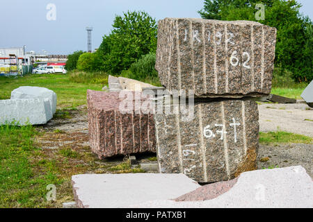 Granitblöcke für Denkmäler Stockfoto