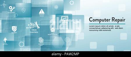 Große Datensicherheit Wartung Symbol w Schraubenschlüssel und Gang Werkzeuge für Techniker setzen beim Scannen des Systems - Internet oder Informationstechnologie Reparaturen Stock Vektor