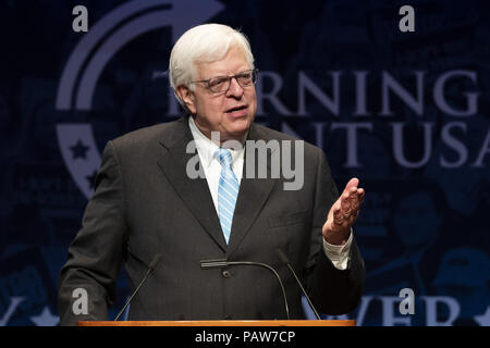 Washington, DC, USA. 24. Juli, 2018. DENNIS PRAGER, syndicated national konservative Radio Talk Show host und Schriftsteller, in seiner Rede auf der Turning Point High School Leadership Summit in Washington, DC am 24 Juli, 2018 Bild: Michael Brochstein/ZUMA Draht/Alamy leben Nachrichten Stockfoto