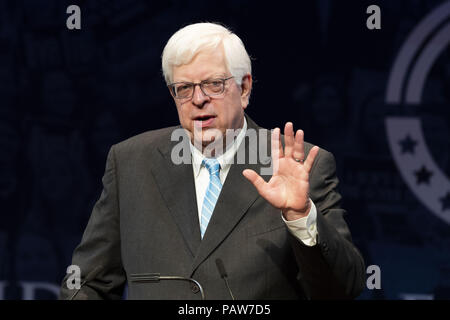 Washington, DC, USA. 24. Juli, 2018. DENNIS PRAGER, syndicated national konservative Radio Talk Show host und Schriftsteller, in seiner Rede auf der Turning Point High School Leadership Summit in Washington, DC am 24 Juli, 2018 Bild: Michael Brochstein/ZUMA Draht/Alamy leben Nachrichten Stockfoto