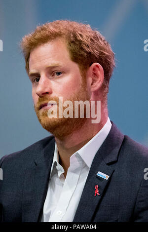 Amsterdam, Niederlande. 23. Juli 2018. AMSTERDAM, NIEDERLANDE, 24. JULI 2018 Prinz Harry, Herzog von Sussex, während der Internationalen AIDS-Konferenz am 23. Juli 2018 in Amsterdam, Niederlande. (Foto von Patrick Van Katwijk/Getty Images) | Quelle: dpa/Alamy leben Nachrichten Stockfoto