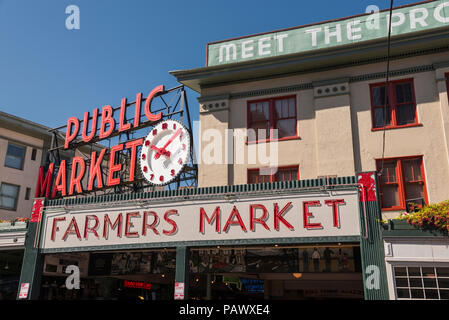 Pike Place Market, Bauernmarkt, Public Market Center in Seattle, Washington, USA Stockfoto