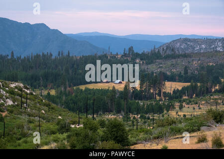 Berge und Foresta Tal entlang Big Oak Flat Road-Highway 120 im Yosemite National Park Stockfoto