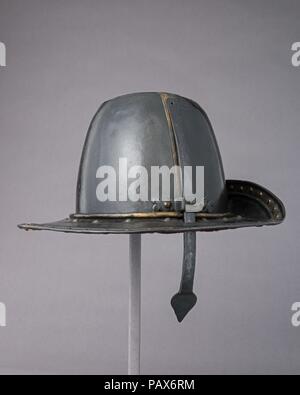 Helm in der Form eines Cavalier Hut. Kultur: Wahrscheinlich Briten. Abmessungen: H. einschließlich nasale 10in. (25,4 cm); H ohne Nase 6. (15,2 cm); W. 7. (17,8 cm); D. 13. (33 cm); Wt. 3 lb. 7 oz. (1550 g). Datum: Ca. 1630-50. Wie kostüm Rüstungen, die in der Mode waren ein Jahrhundert früher, dieser Helm ahmt in Stahl einen Stil der Hut, der in den frühen bis Mitte des siebzehnten Jahrhunderts populär war. Museum: Metropolitan Museum of Art, New York, USA. Stockfoto