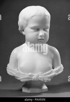 Kleinkind Ceres. Artist: Erastus Dow Palmer (American, Pompey, New York 1817-1904 Albany, New York). Abmessungen: 14 x 10 x 6 in. (36,8 x 25,4 x 15,2 cm). Datum: 1849-50, geschnitzte 1853. "Kleinkinder Ceres' war die erste Skulptur im Umlauf, Palmer nach Abkehr von seiner Arbeit als Cameo cutter modelliert. Es Auf einem Seiner Kinder gilt, logisch, seine 2-jährige Tochter Fanny, die im Jahr 1848 geboren wurde. Sie ist unter dem Deckmantel des Säuglings Ceres, der römischen Göttin der Landwirtschaft und Fülle präsentiert. Die Haare, die mit einem dünnen Filet dekoriert, ist zurück gezogen und geschmückt mit Blüten. Riemenscheiben o Stockfoto