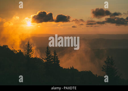 Sonnenaufgang Blick vom Bär Felsen erhalten, Dolly Sods Wüste, Monongahela National Forest, West Virginia. Stockfoto
