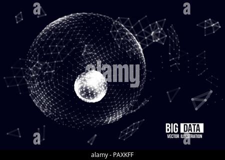 Visual Analytics für große Daten. Vector Illustration. Dynamische VISUALISIERUNGEN mit Anschluss dots und Low Poly Form. Ältere Daten und das Streaming von Daten. Stock Vektor