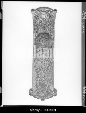 Fräsen Türschild und Knopf von der Garantie Gebäude, Büffel. Abmessungen: 14 x 4 1/8 in. (35,6 x 10,5 cm). Schöpfer: Louis Henry Sullivan (USA, Boston, Massachusetts 1856-1924 Chicago, Illinois). Datum: Ca. 1894-95. Museum: Metropolitan Museum of Art, New York, USA. Stockfoto