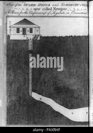 Ein Blick auf die Wache - Haus und Simsbury-Mines, jetzt genannt Newgate - ein Gefängnis für die Beschränkung der Loyalisten in Connecticut Stockfoto