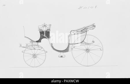 Design für Cabrio oder Victoria, nein. 4148. Artist: Herman Stahmer (American, 1857-1894). Maße: Blatt: 6 x 9 7/16 in. (15,2 x 24 cm). Hersteller: Brewster & Co (American, New York). Datum: 1891. Brewster & Unternehmen Geschichte Gegründet 1810 von James Brewster (1788-1866) in New Haven, Connecticut, Brewster&Company, bei der Herstellung von feinen Wagen spezialisiert. Der Gründer eröffnet Showroom in New York 1827 am 53-54 Broad Street, und das Unternehmen unter Generationen der Familie Führung blühte. Expansion erforderte bewegt sich rund um Manhattan, mit Namen Änderungen sh widerspiegelt Stockfoto