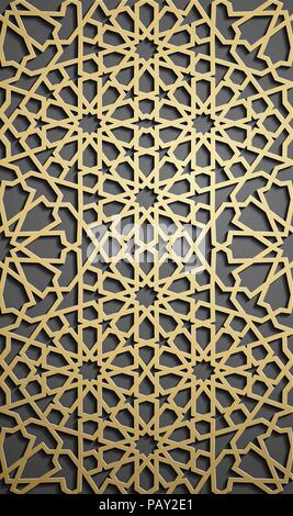 Islamische ornament Vektor, persische motiff. 3d Ramadan islamische runden Muster Elemente. Geometrische kreisförmige Zierpflanzen arabisch Symbol Vektor. Stock Vektor