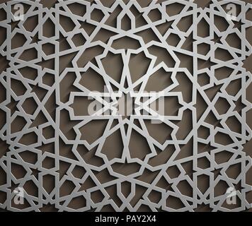 Islamische ornament Vektor, persische motiff. 3d Ramadan islamische runden Muster Elemente. Geometrische kreisförmige Zierpflanzen arabisch Symbol Vektor. Stock Vektor