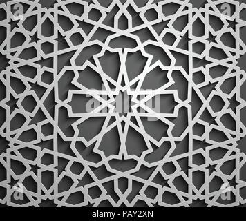 Islamische ornament Vektor, persische motiff. 3d Ramadan islamische runden Muster Elemente. Geometrische kreisförmige Zierpflanzen arabisch Symbol Vektor. Stock Vektor