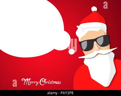 Hipster Santa Claus mit coolen Bart und Brille. Merry Christmas Card Design. Vector EPS 10. Stock Vektor