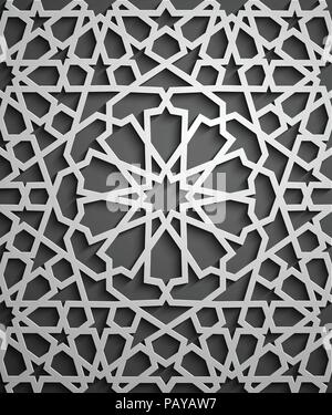 Islamische ornament Vektor, persische motiff. 3d Ramadan islamische runden Muster Elemente. Geometrische kreisförmige Zierpflanzen arabisch Symbol Vektor. Stock Vektor