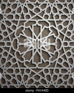 Islamische ornament Vektor, persische motiff. 3d Ramadan islamische runden Muster Elemente. Geometrische kreisförmige Zierpflanzen arabisch Symbol Vektor. Stock Vektor