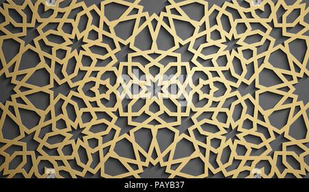 Islamische ornament Vektor, persische motiff. 3d Ramadan islamische runden Muster Elemente. Geometrische kreisförmige Zierpflanzen arabisch Symbol Vektor. Stock Vektor