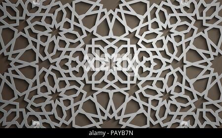 Islamische ornament Vektor, persische motiff. 3d Ramadan islamische runden Muster Elemente. Geometrische kreisförmige Zierpflanzen arabisch Symbol Vektor. Stock Vektor