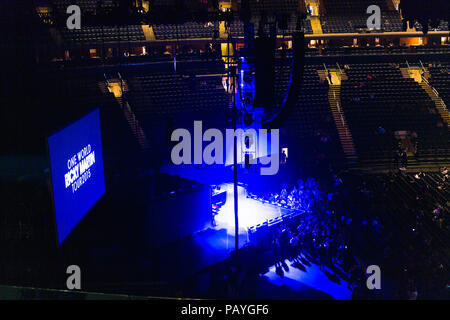 NEW YORK, USA - Okt 8, 2015: Madison Square Garden, New York City. MSG ist die Arena für Basketball, Eishockey, Pro Wrestling, Konzerte und Boxen. Stockfoto