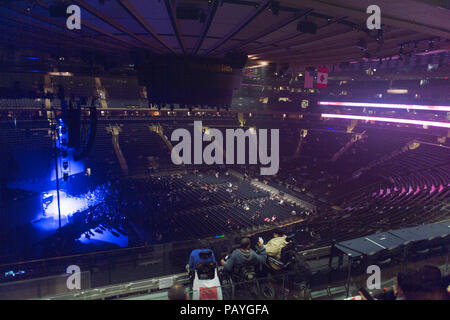 NEW YORK, USA - Okt 8, 2015: Madison Square Garden, New York City. MSG ist die Arena für Basketball, Eishockey, Pro Wrestling, Konzerte und Boxen. Stockfoto
