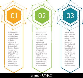 Vertikale Schritte, infografik Elemente. Übersicht buntes Menü für App-Schnittstelle. Anzahl Optionen. Web Design von Buttons Elemente. Infografiken 1. 2. 3. Vektorschritt Symbole. Stock Vektor