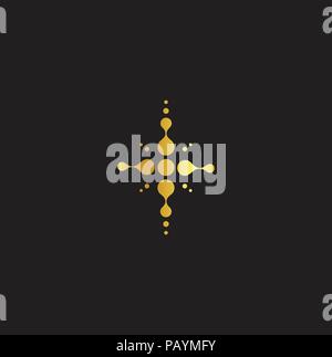 Goldenes Kreuz, christliche Symbol, Jesus, abstrakte Zeichen, Religion Logo. Kirche Vektor icon. Stock Vektor