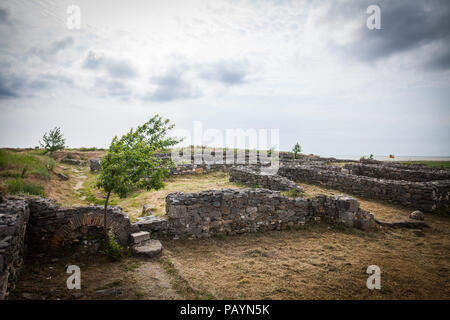 Römische Ruinen von Histria Zitadelle in Dobrogea, Rumänien. Stockfoto