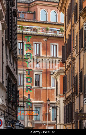 Schild Trattoria. Rom, Latium Region, Italien, Europa Stockfoto