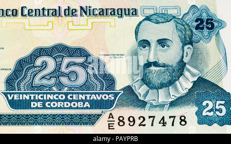 25 Imagen de Cordoba Bank Note. Imagen de Cordoba ist die nationale Währung der Republik Nicaragua Stockfoto